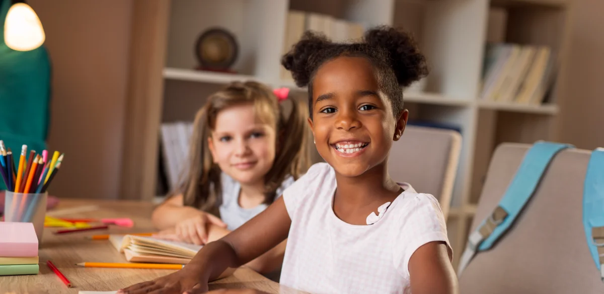 Elementary students doing homework together