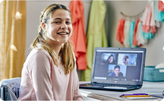 Student attending to an online class at home