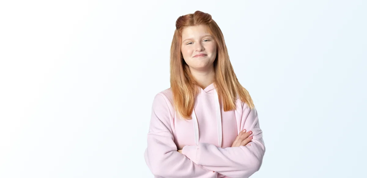 Student wearing a pink hoodie